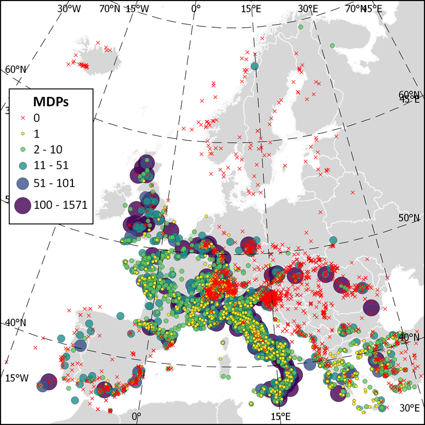 number of MDPs for each earthquake in EPICA